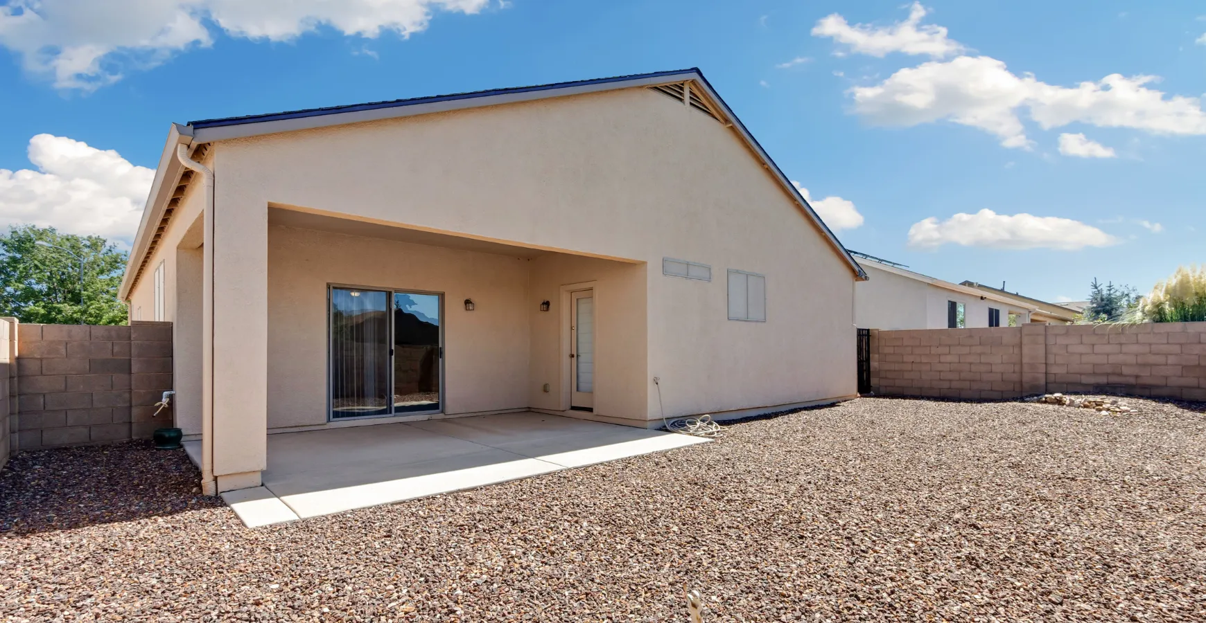 Backyard patio and open space before junior ADU construction in Los Angeles with empty layout